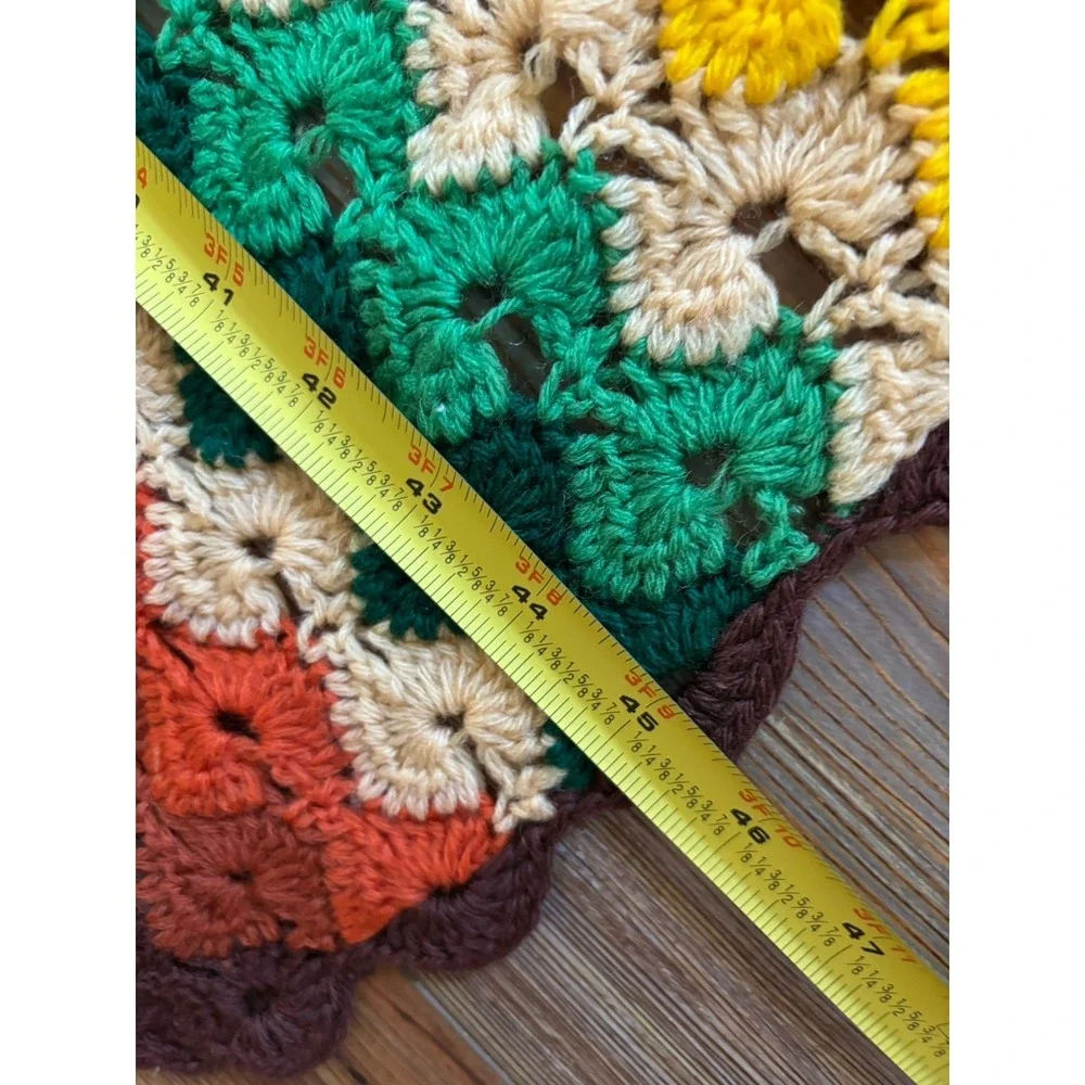 Crochet Zig Zag Afghan Blanket Throw Retro Colors Chevron Pattern 45x70 vtg